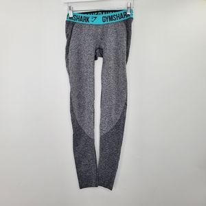 Gymshark Flex Leggings Charcoal Marl Teal Logo Waistband